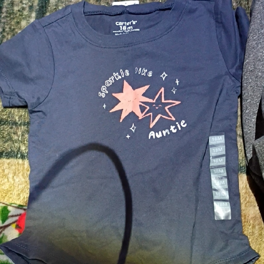 Carter's Dark Blue Shirt with Pink Stars